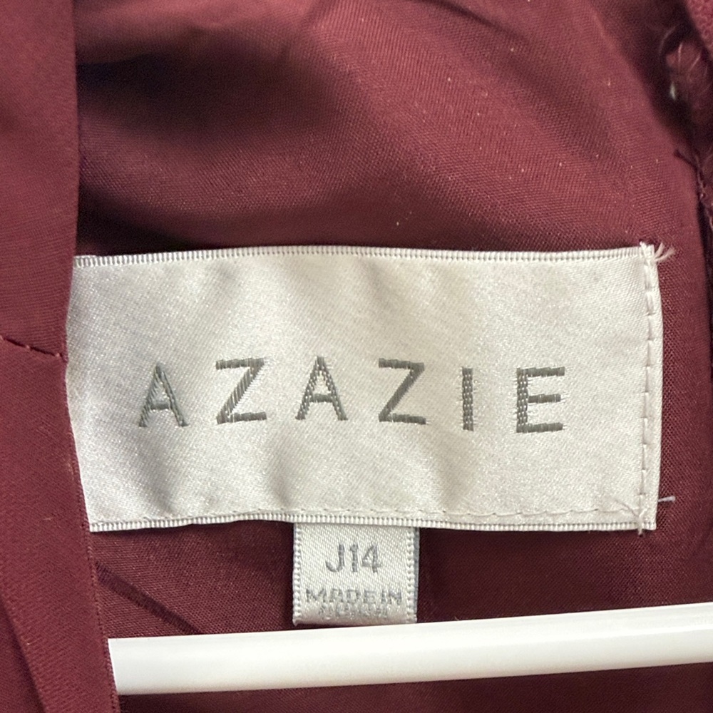 Azazie Jr Bridesmaid Cabernet Ruffle Maxi Dress - Picture 2 of 6